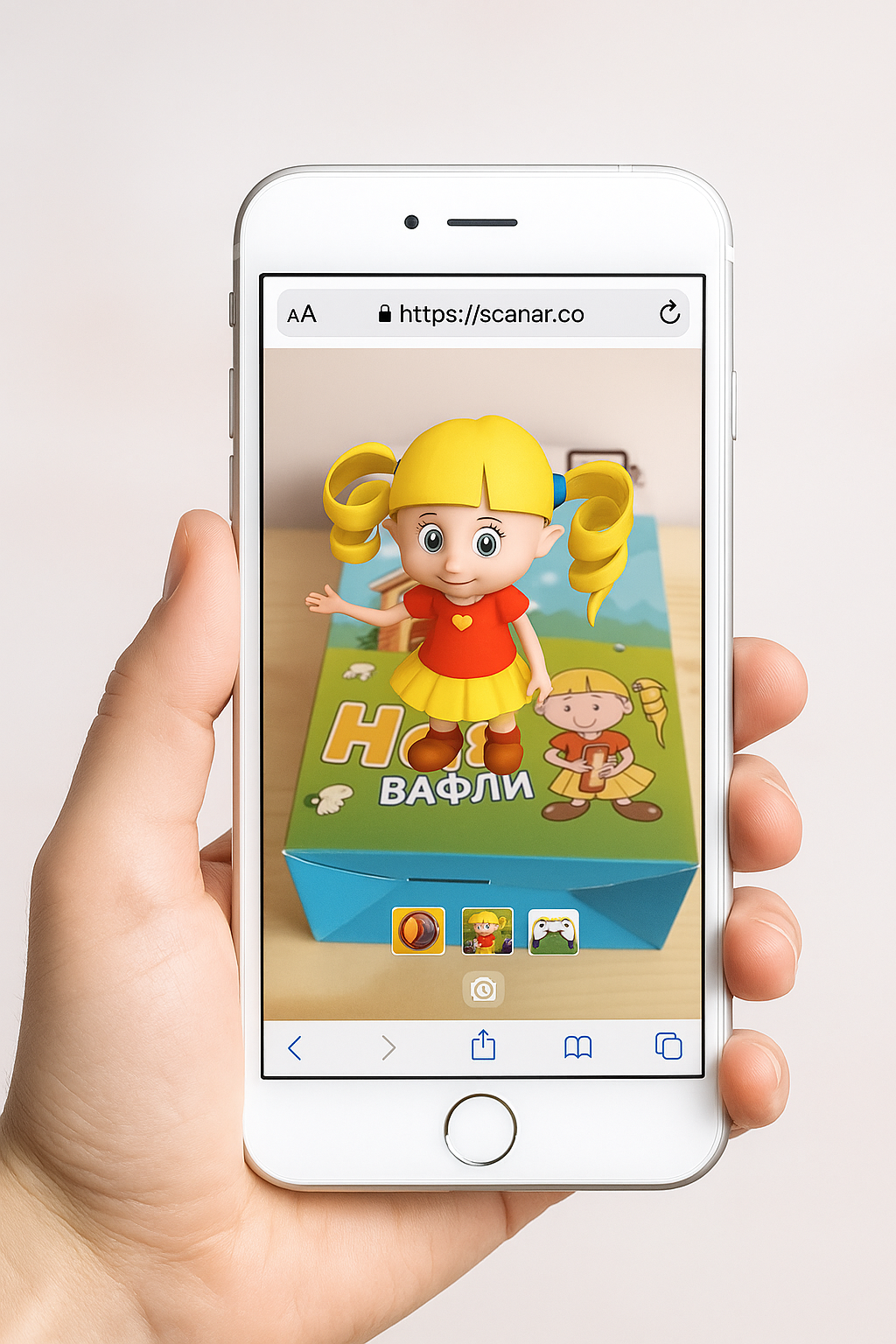 WebAR Demo - 3D character appearing through browser on iPhone